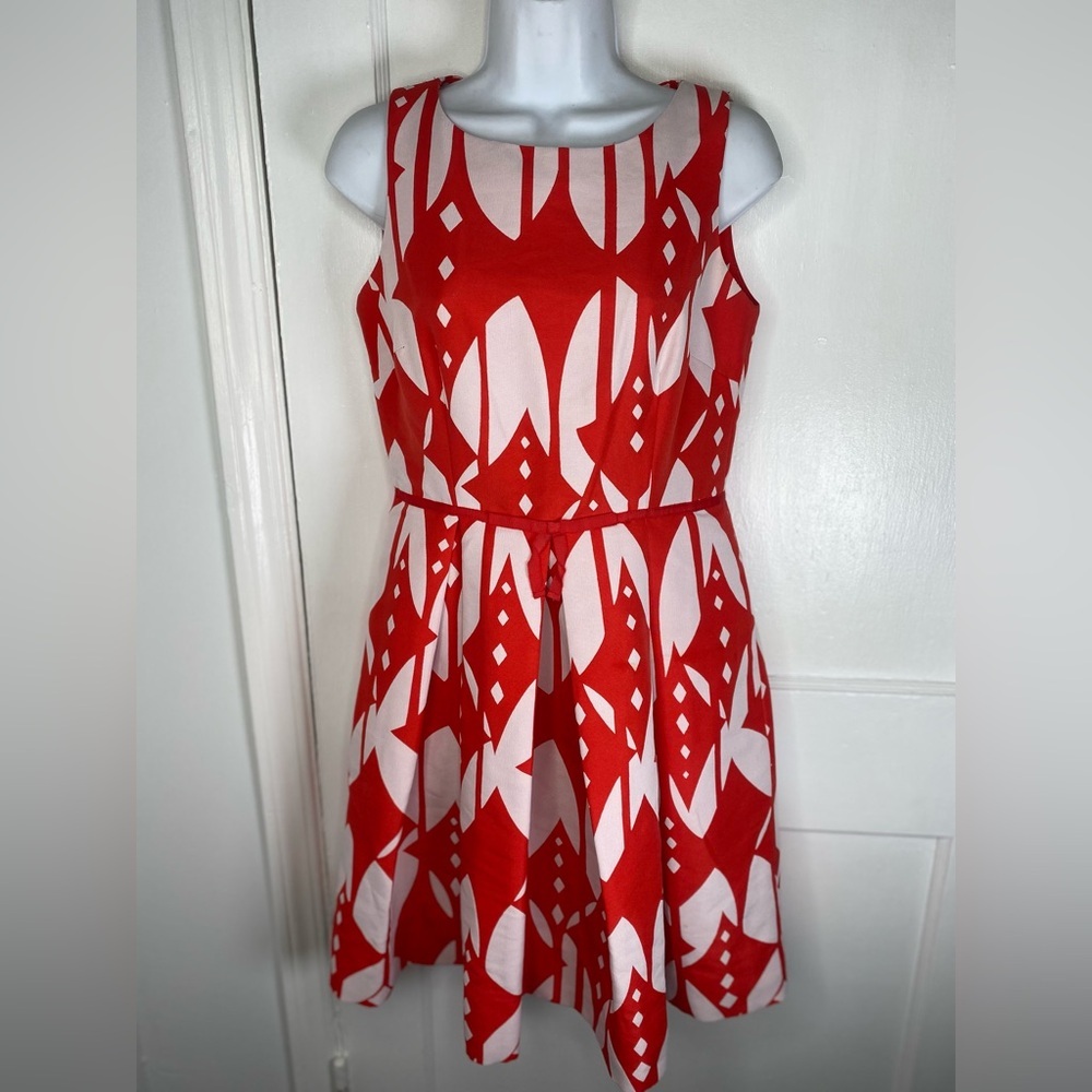 Just Taylor Stylish Red and White Women’s Dress with Pockets